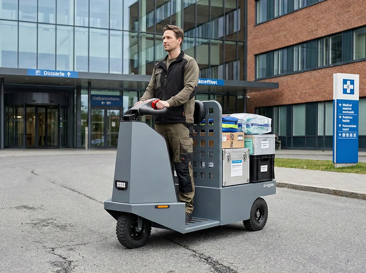 biga trattore elettrico per il trasporto di persone